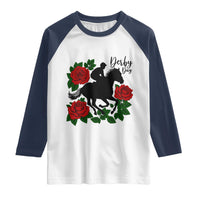 Vintage Jockey and Roses Horse Racing Graphic Raglan Shirt Classic Derby Day Fan