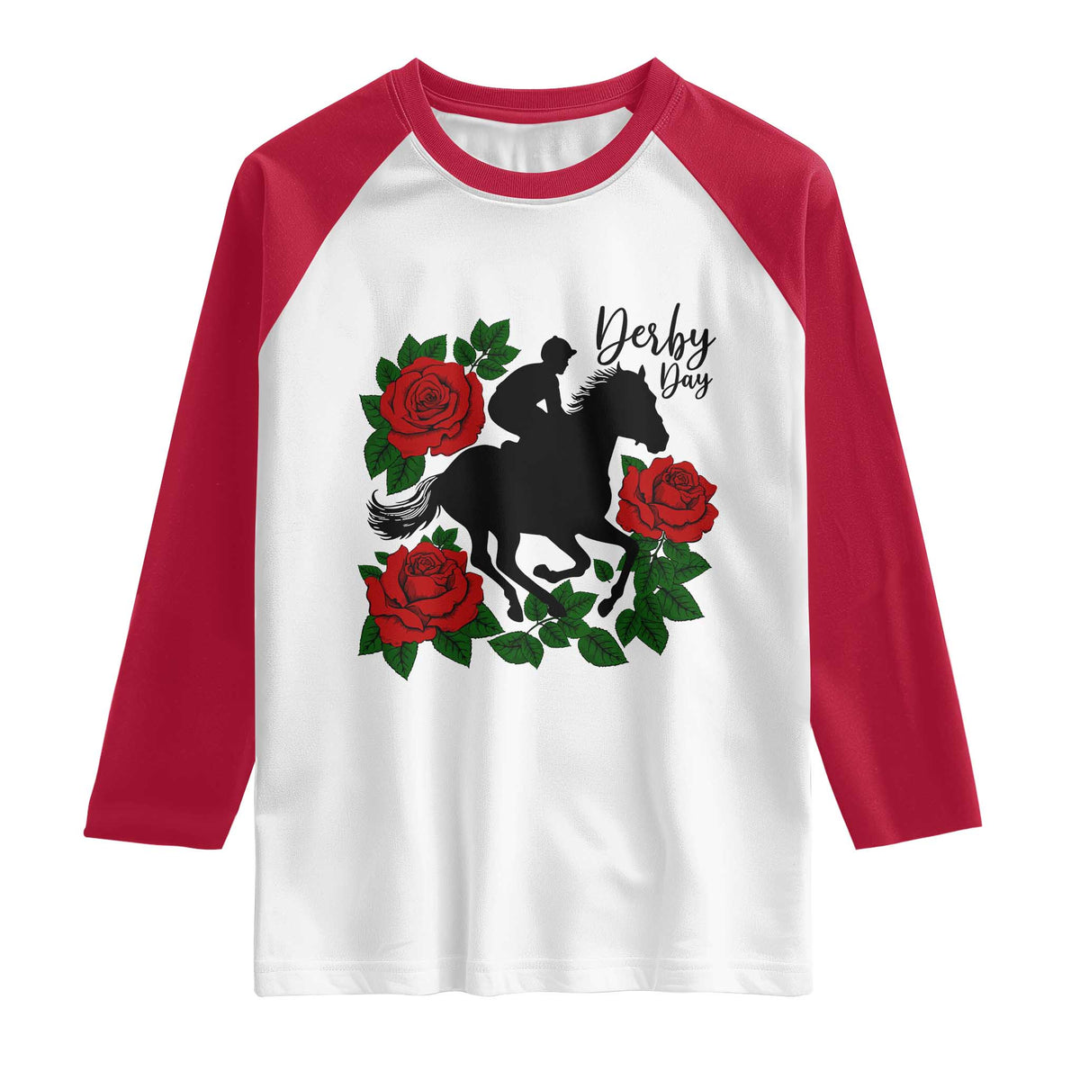 Vintage Jockey and Roses Horse Racing Graphic Raglan Shirt Classic Derby Day Fan