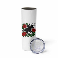 Vintage Jockey and Roses Horse Racing Graphic Skinny Tumbler Classic Derby Day Fan