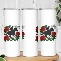 Vintage Jockey and Roses Horse Racing Graphic Skinny Tumbler Classic Derby Day Fan