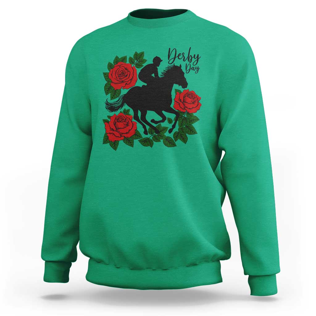 Vintage Jockey and Roses Horse Racing Graphic Sweatshirt Classic Derby Day Fan