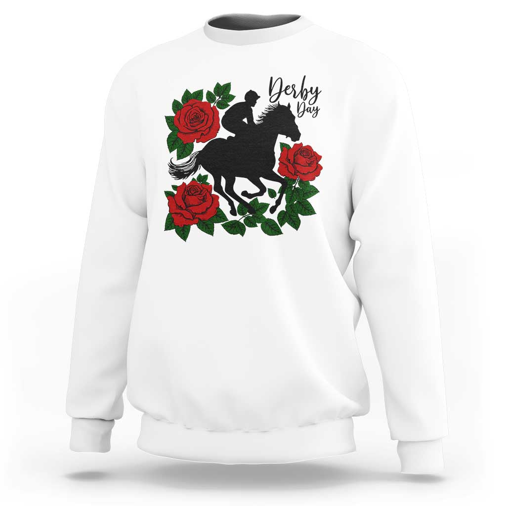 Vintage Jockey and Roses Horse Racing Graphic Sweatshirt Classic Derby Day Fan