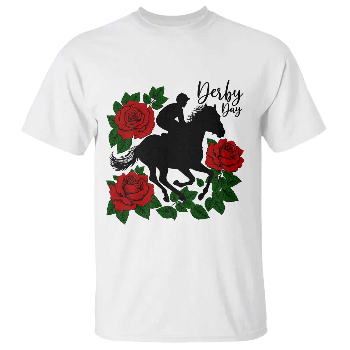 Vintage Jockey and Roses Horse Racing Graphic T Shirt Classic Derby Day Fan