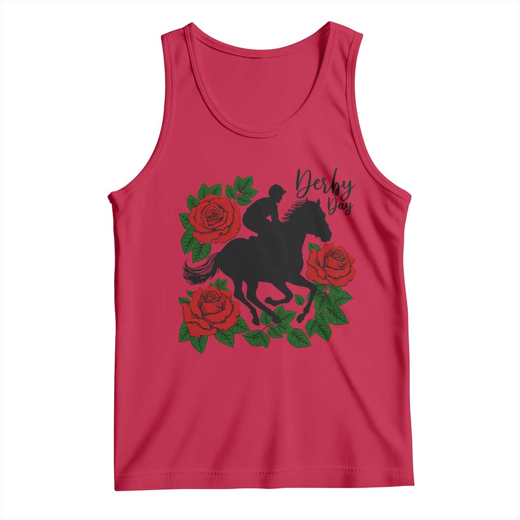 Vintage Jockey and Roses Horse Racing Graphic Tank Top Classic Derby Day Fan
