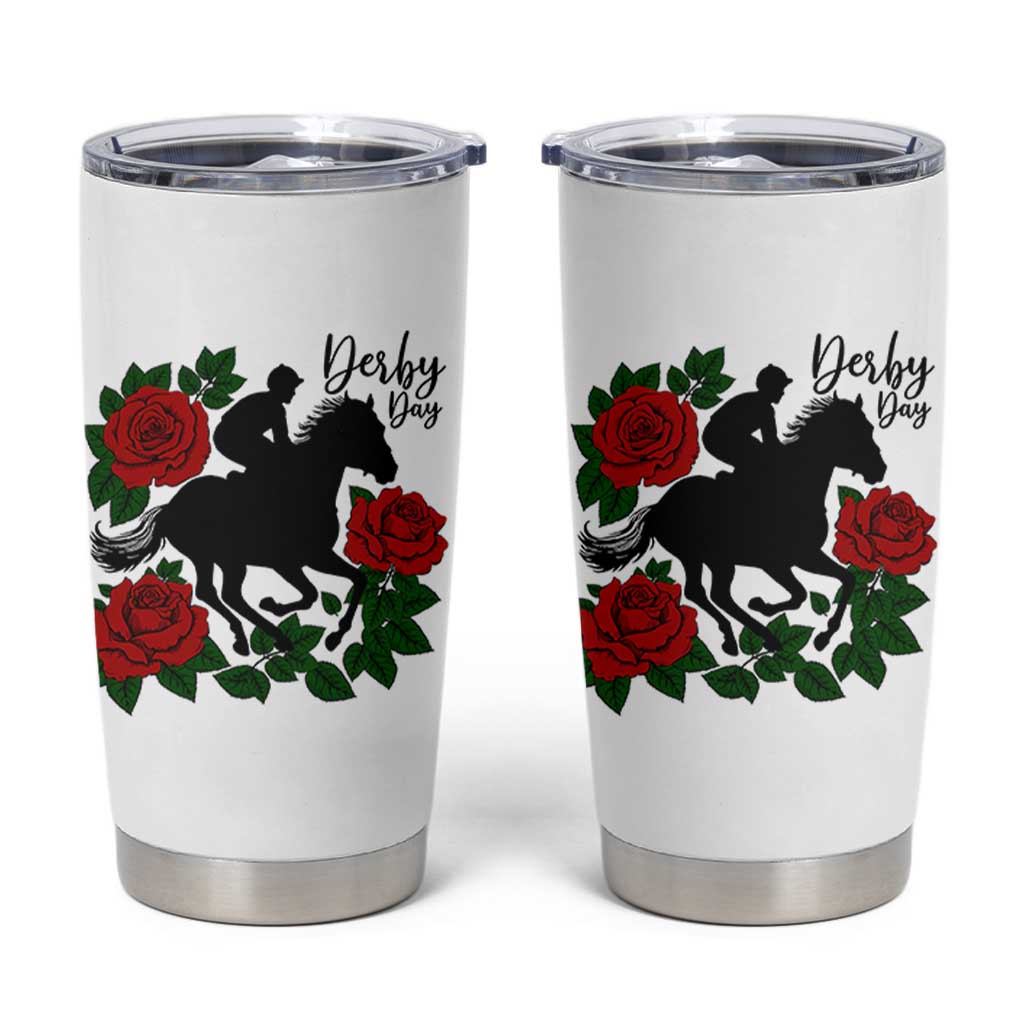 Vintage Jockey and Roses Horse Racing Graphic Tumbler Cup Classic Derby Day Fan