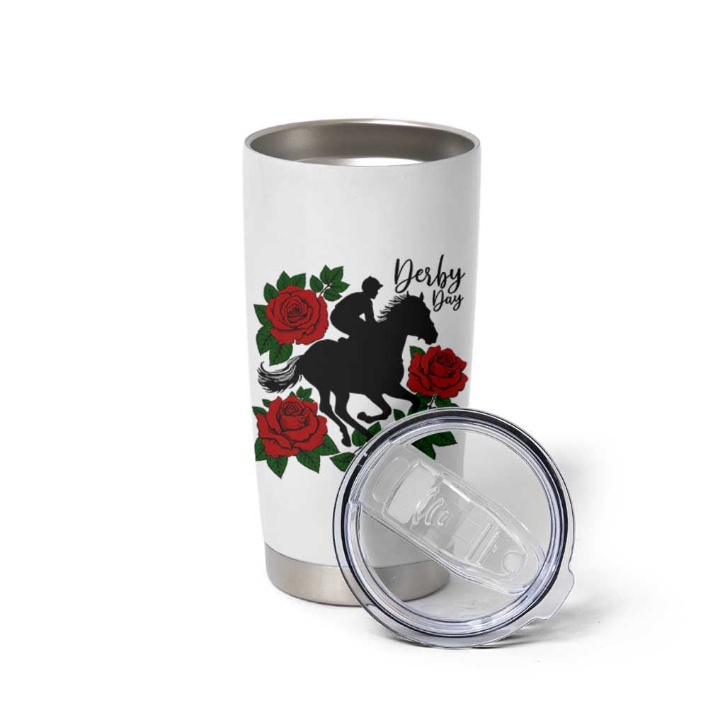 Vintage Jockey and Roses Horse Racing Graphic Tumbler Cup Classic Derby Day Fan