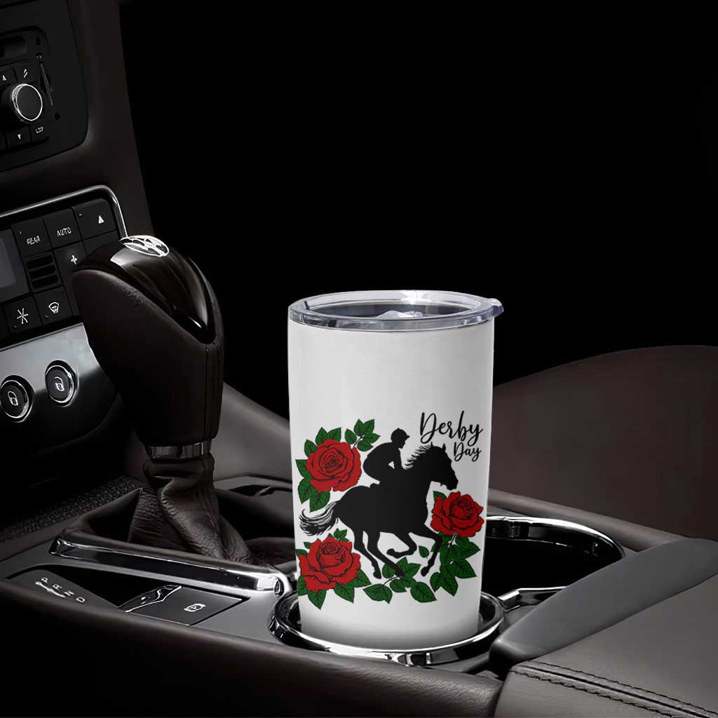 Vintage Jockey and Roses Horse Racing Graphic Tumbler Cup Classic Derby Day Fan