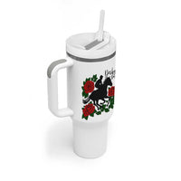 Vintage Jockey and Roses Horse Racing Graphic Tumbler With Handle Classic Derby Day Fan