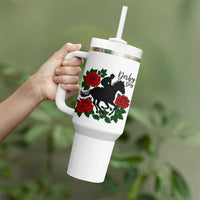 Vintage Jockey and Roses Horse Racing Graphic Tumbler With Handle Classic Derby Day Fan