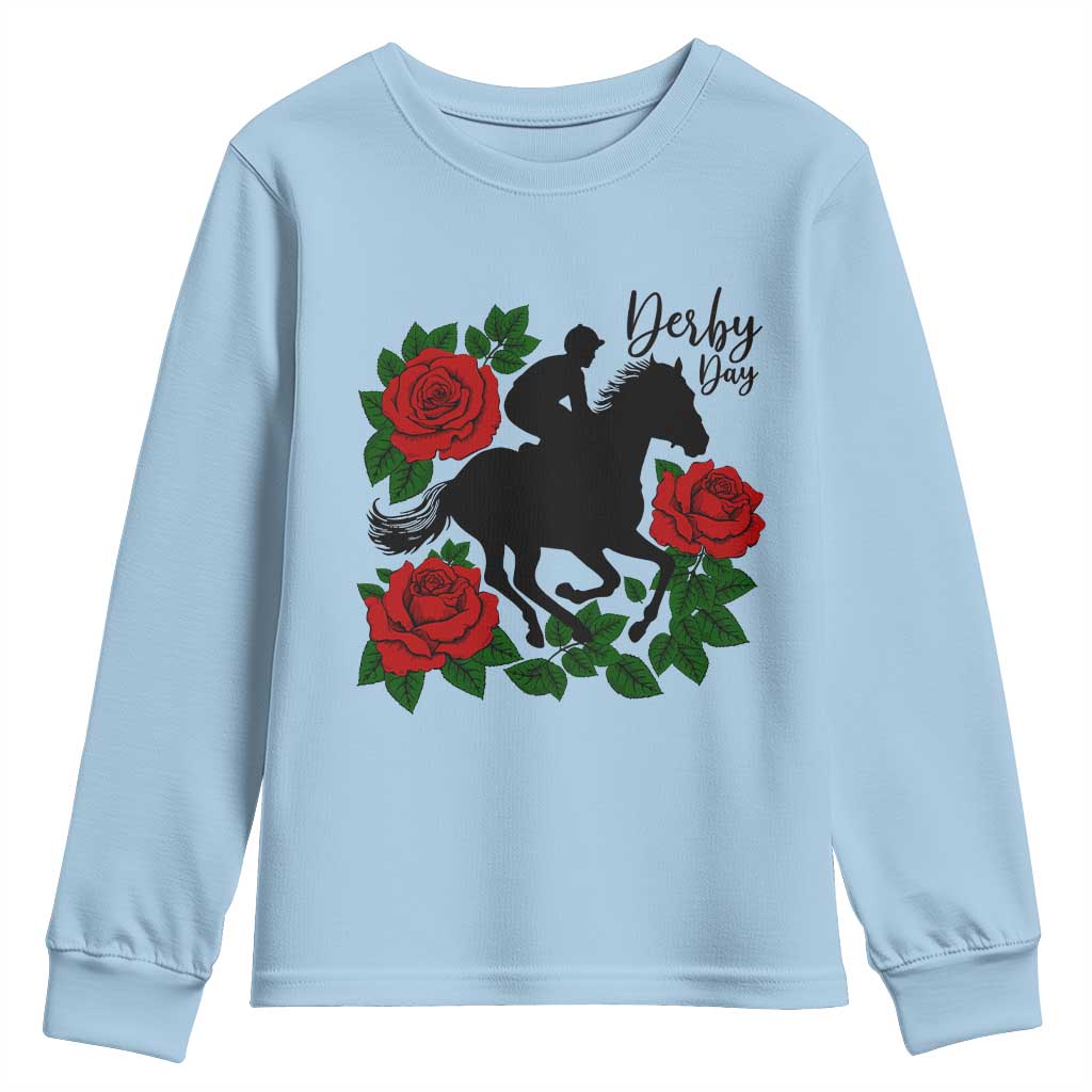 Vintage Jockey and Roses Horse Racing Graphic Youth Sweatshirt Classic Derby Day Fan