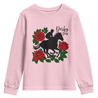 Vintage Jockey and Roses Horse Racing Graphic Youth Sweatshirt Classic Derby Day Fan