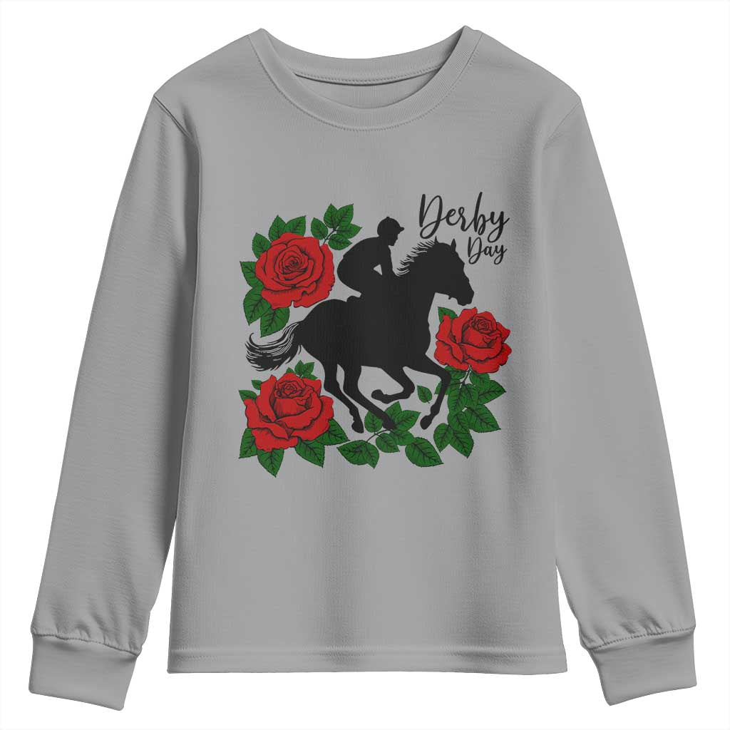 Vintage Jockey and Roses Horse Racing Graphic Youth Sweatshirt Classic Derby Day Fan