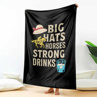 Big Hats Fast Horses Strong Drinks Retro Throw Blanket Southern Derby Day Watch Party Graphic
