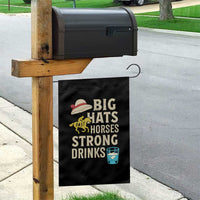 Big Hats Fast Horses Strong Drinks Retro Garden Flag Southern Derby Day Watch Party Graphic