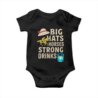 Big Hats Fast Horses Strong Drinks Retro Baby Onesie Southern Derby Day Watch Party Graphic