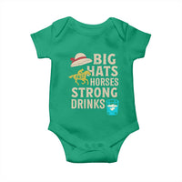 Big Hats Fast Horses Strong Drinks Retro Baby Onesie Southern Derby Day Watch Party Graphic