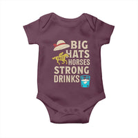 Big Hats Fast Horses Strong Drinks Retro Baby Onesie Southern Derby Day Watch Party Graphic