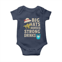Big Hats Fast Horses Strong Drinks Retro Baby Onesie Southern Derby Day Watch Party Graphic