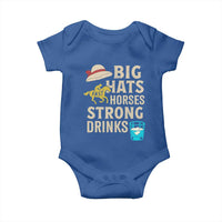 Big Hats Fast Horses Strong Drinks Retro Baby Onesie Southern Derby Day Watch Party Graphic