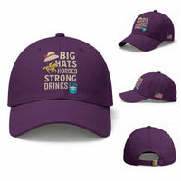 Big Hats Fast Horses Strong Drinks Retro Baseball Cap Southern Derby Day Watch Party Graphic