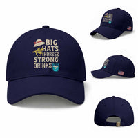 Big Hats Fast Horses Strong Drinks Retro Baseball Cap Southern Derby Day Watch Party Graphic