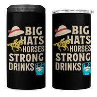 Big Hats Fast Horses Strong Drinks Retro 4 in 1 Can Cooler Tumbler Southern Derby Day Watch Party Graphic