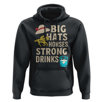 Big Hats Fast Horses Strong Drinks Retro Hoodie Southern Derby Day Watch Party Graphic