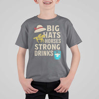 Big Hats Fast Horses Strong Drinks Retro T Shirt For Kid Southern Derby Day Watch Party Graphic