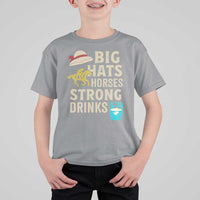 Big Hats Fast Horses Strong Drinks Retro T Shirt For Kid Southern Derby Day Watch Party Graphic