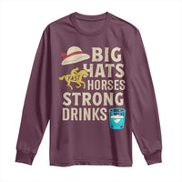 Big Hats Fast Horses Strong Drinks Retro Long Sleeve Shirt Southern Derby Day Watch Party Graphic