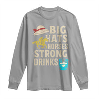 Big Hats Fast Horses Strong Drinks Retro Long Sleeve Shirt Southern Derby Day Watch Party Graphic