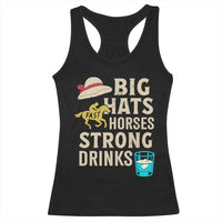 Big Hats Fast Horses Strong Drinks Retro Racerback Tank Top Southern Derby Day Watch Party Graphic