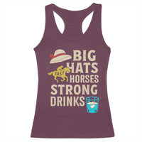 Big Hats Fast Horses Strong Drinks Retro Racerback Tank Top Southern Derby Day Watch Party Graphic