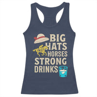 Big Hats Fast Horses Strong Drinks Retro Racerback Tank Top Southern Derby Day Watch Party Graphic