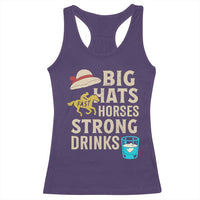 Big Hats Fast Horses Strong Drinks Retro Racerback Tank Top Southern Derby Day Watch Party Graphic