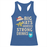 Big Hats Fast Horses Strong Drinks Retro Racerback Tank Top Southern Derby Day Watch Party Graphic
