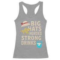 Big Hats Fast Horses Strong Drinks Retro Racerback Tank Top Southern Derby Day Watch Party Graphic