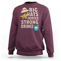 Big Hats Fast Horses Strong Drinks Retro Sweatshirt Southern Derby Day Watch Party Graphic