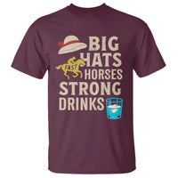 Big Hats Fast Horses Strong Drinks Retro T Shirt Southern Derby Day Watch Party Graphic