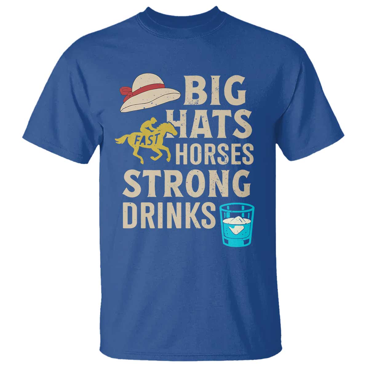 Big Hats Fast Horses Strong Drinks Retro T Shirt Southern Derby Day Watch Party Graphic