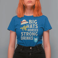 Big Hats Fast Horses Strong Drinks Retro T Shirt For Women Southern Derby Day Watch Party Graphic