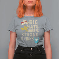 Big Hats Fast Horses Strong Drinks Retro T Shirt For Women Southern Derby Day Watch Party Graphic