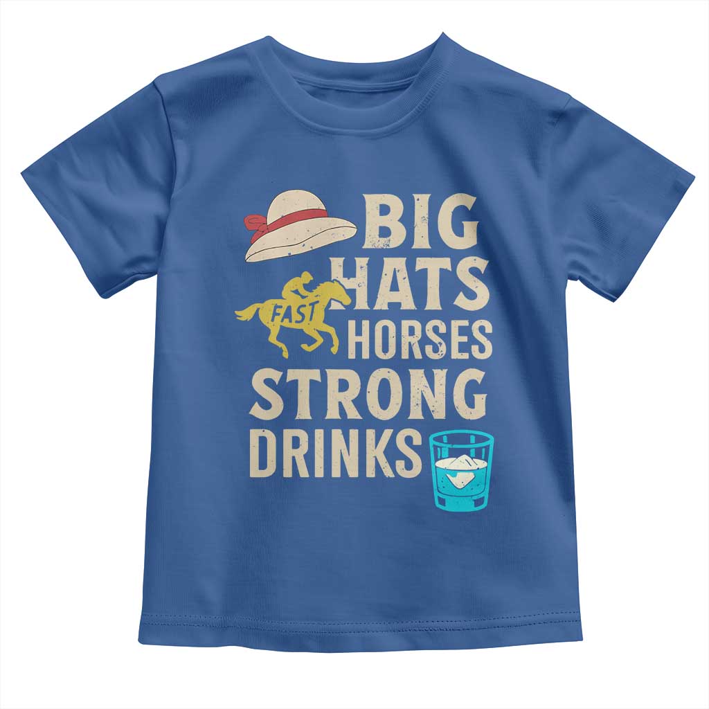 Big Hats Fast Horses Strong Drinks Retro Toddler T Shirt Southern Derby Day Watch Party Graphic