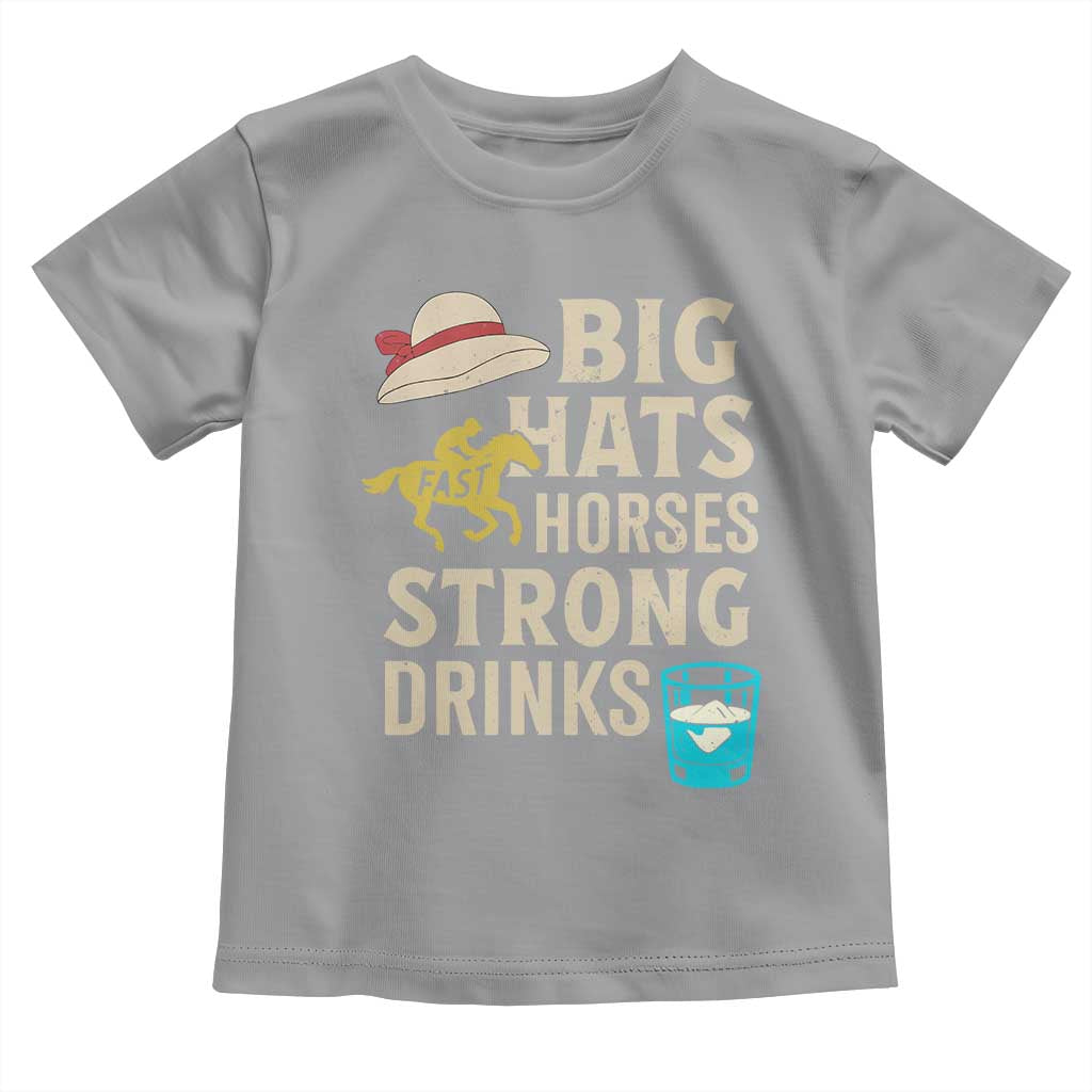 Big Hats Fast Horses Strong Drinks Retro Toddler T Shirt Southern Derby Day Watch Party Graphic