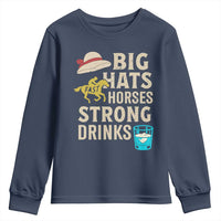 Big Hats Fast Horses Strong Drinks Retro Youth Sweatshirt Southern Derby Day Watch Party Graphic