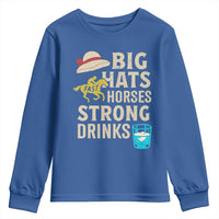 Big Hats Fast Horses Strong Drinks Retro Youth Sweatshirt Southern Derby Day Watch Party Graphic