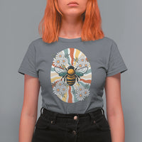 Vintage Bee Daisy Flowers Retro Groovy T Shirt For Women - Wonder Print Shop