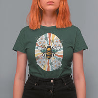 Vintage Bee Daisy Flowers Retro Groovy T Shirt For Women - Wonder Print Shop