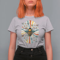 Vintage Bee Daisy Flowers Retro Groovy T Shirt For Women - Wonder Print Shop