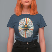 Vintage Bee Daisy Flowers Retro Groovy T Shirt For Women - Wonder Print Shop